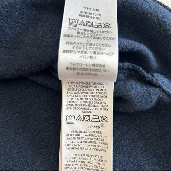 Polo Ralph Lauren Boy’s Blue Snowflake Ribbed Quarter‎ Zip Pullover Sweater M - Picture 9 of 11